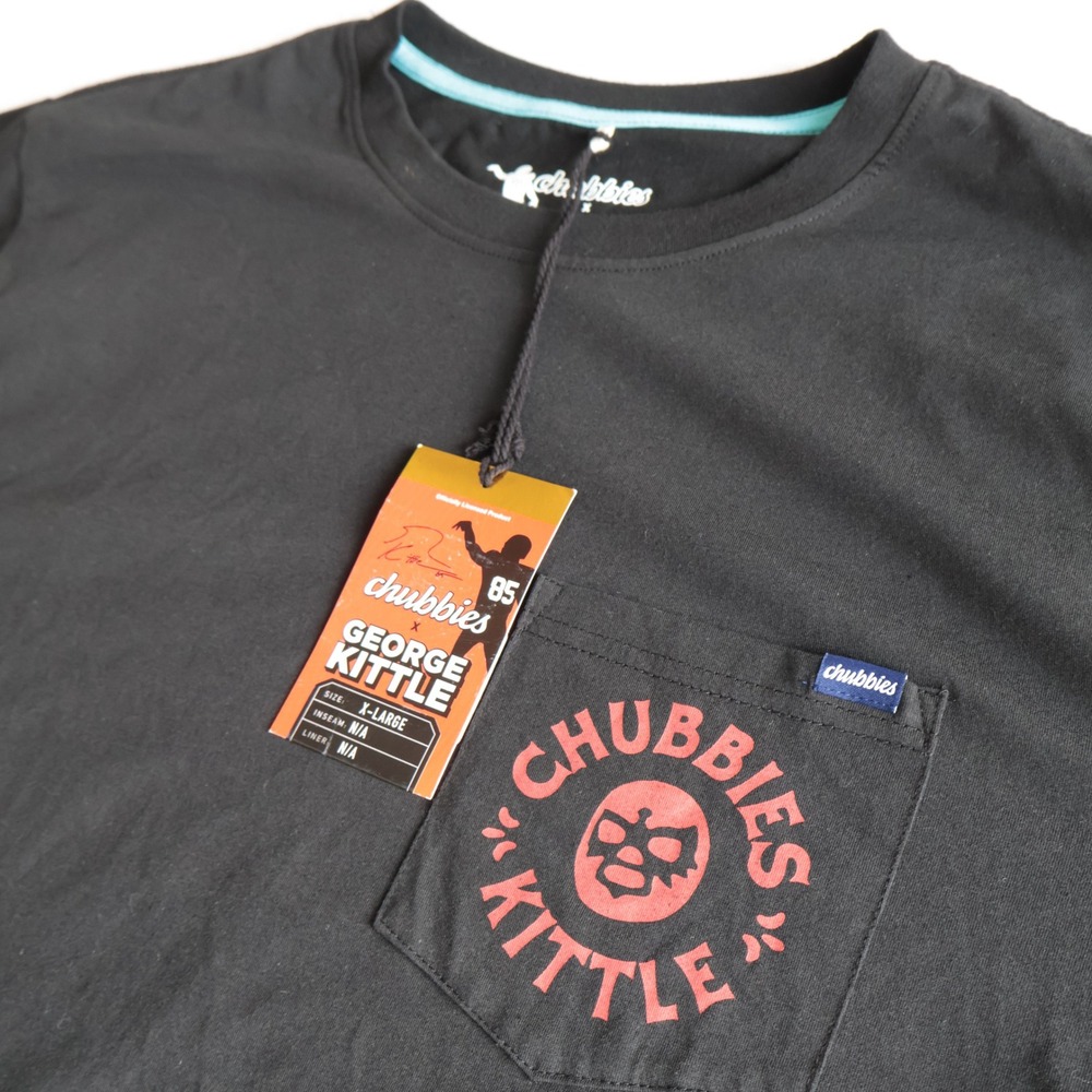 Chubbies George Kittle Stone Cold Pocket T-Shirt Mens XL Black Graphic Tee NWT
